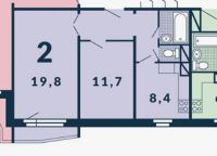 2-комнатная, квартира, 51.2 м²