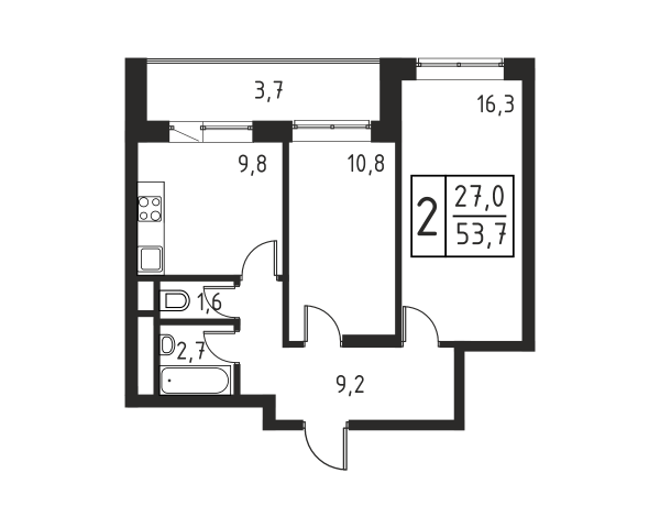 2 комнаты до 54.1