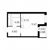1-комнатная квартира 27,84 м²