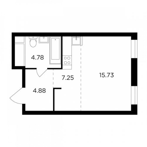 Студия, 32.64 м²