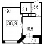 2-комнатная квартира 36,3 м²