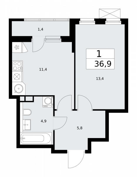 1 комната до 36.9