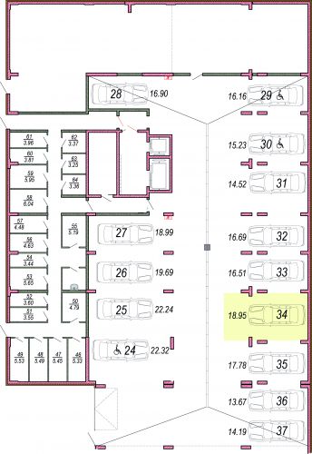 Машиноместа, 19 м²