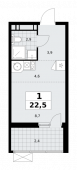 1-комнатная квартира 22,5 м²