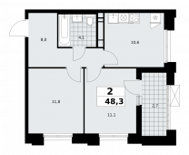 2-комнатная квартира 48,3 м²