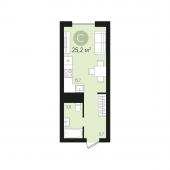1-комнатная квартира 25,2 м²