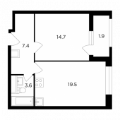 1-комнатная квартира 47,1 м²
