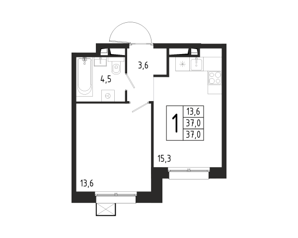 1 комната до 37