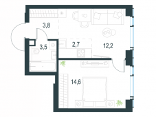 2-комнатная квартира 36,8 м²