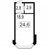 1-комнатная квартира 24,6 м²