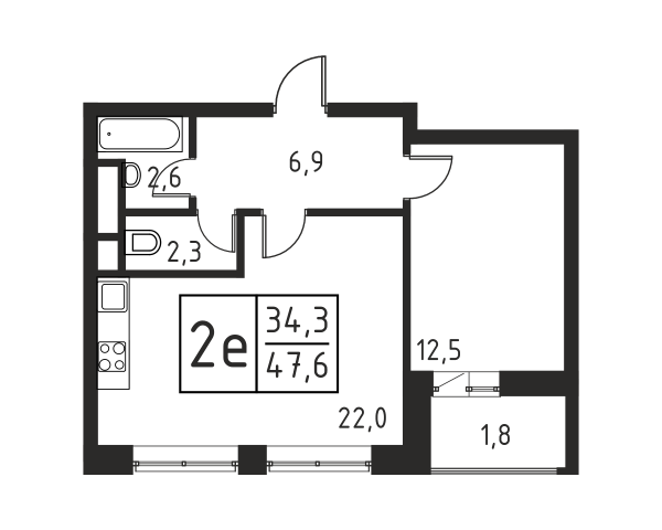2 комнаты до 46.7