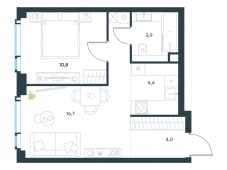 2-комнатная квартира 39,8 м²