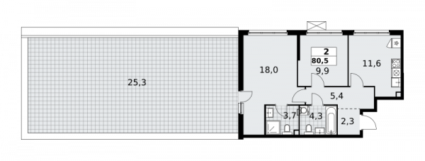2 комнаты до 80.5