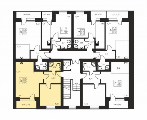 2-комнатная, квартира, 40.5 м²