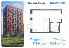 1-комнатная квартира 24,8 м²