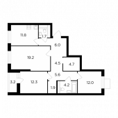 3-комнатная квартира 85,43 м²