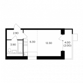 1-комнатная квартира 27,4 м²