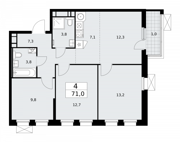 4 комнаты до 71