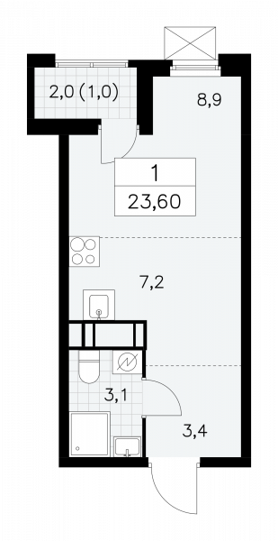 1 комната до 23.6