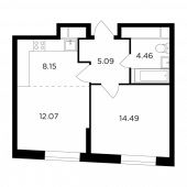 2-комнатная квартира 44,26 м²