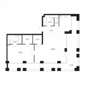 1-комнатная квартира 93,51 м²
