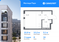 1-комнатная квартира 22,8 м²