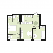 2-комнатная квартира 55,9 м²