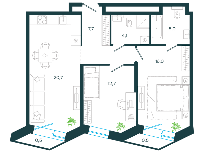 ЖК «Level Стрешнево»: апартаменты № 139 в корпусе Восток в секции Восток