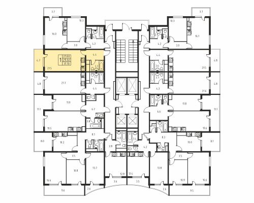 1-комнатная, квартира, 29.6 м²