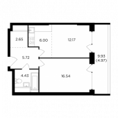 2-комнатная квартира 52,48 м²