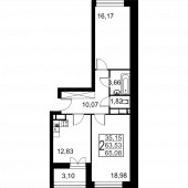 2-комнатная квартира 65,08 м²