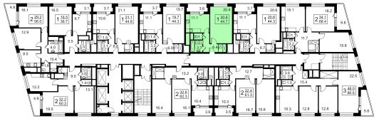 1-комнатная квартира 44,7 м²