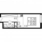 1-комнатная квартира 23,82 м²