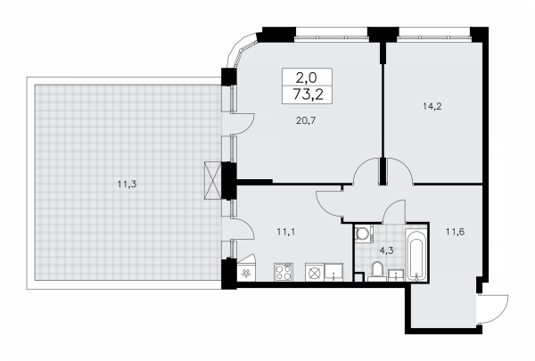 2 комнаты до 73.2