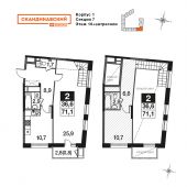 2-комнатная квартира 73,3 м²