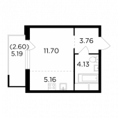 1-комнатная квартира 27,35 м²