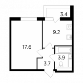 1-комнатная квартира 36,11 м²