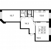 2-комнатная квартира 67,9 м²