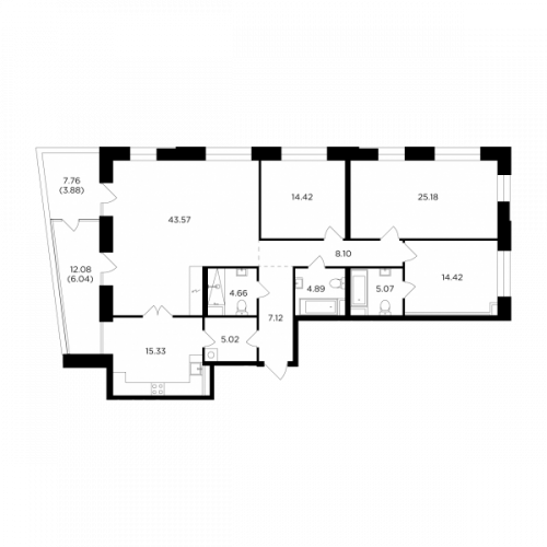 Многокомнатная, 157.7 м²
