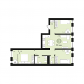 3-комнатная квартира 77,5 м²
