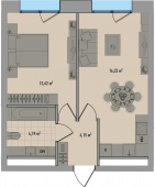 1-комнатная квартира 36,95 м²