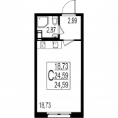 1-комнатная квартира 24.59 м²