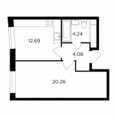 1-комнатная квартира 41,27 м²
