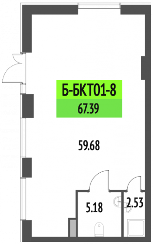 Студия, 67.39 м²