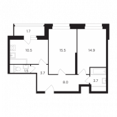2-комнатная квартира 59,54 м²
