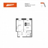 1-комнатная квартира 34,4 м²