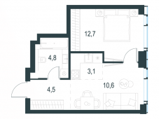 2-комнатная квартира 35,7 м²