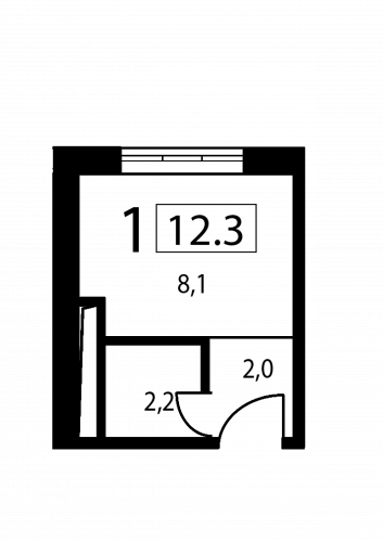 Студия, 12.3 м²