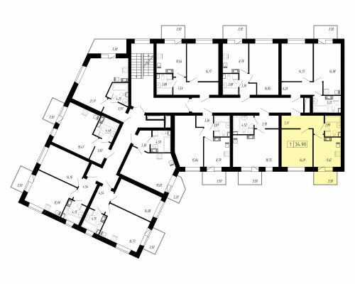 1-комнатная, квартира, 34.9 м²