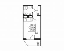 1-комнатная квартира 21,15 м²